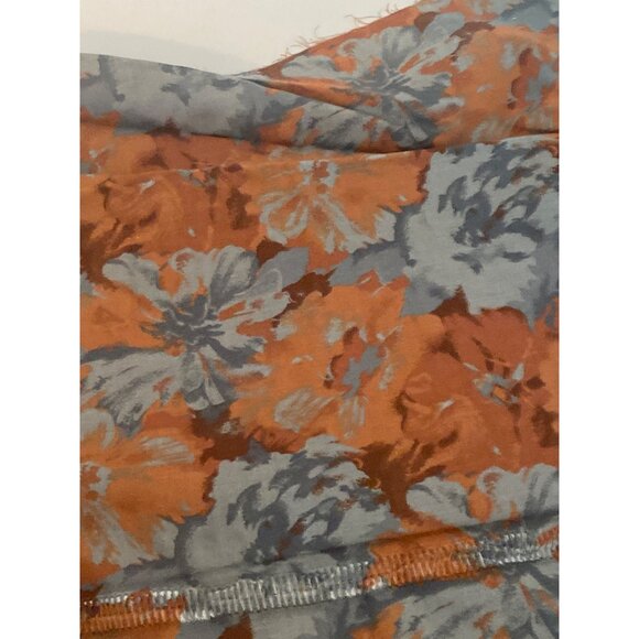 VTG Fabric Floral Orange Gray Quilting Sewing Cloth Arts Crafts - Picture 6 of 6